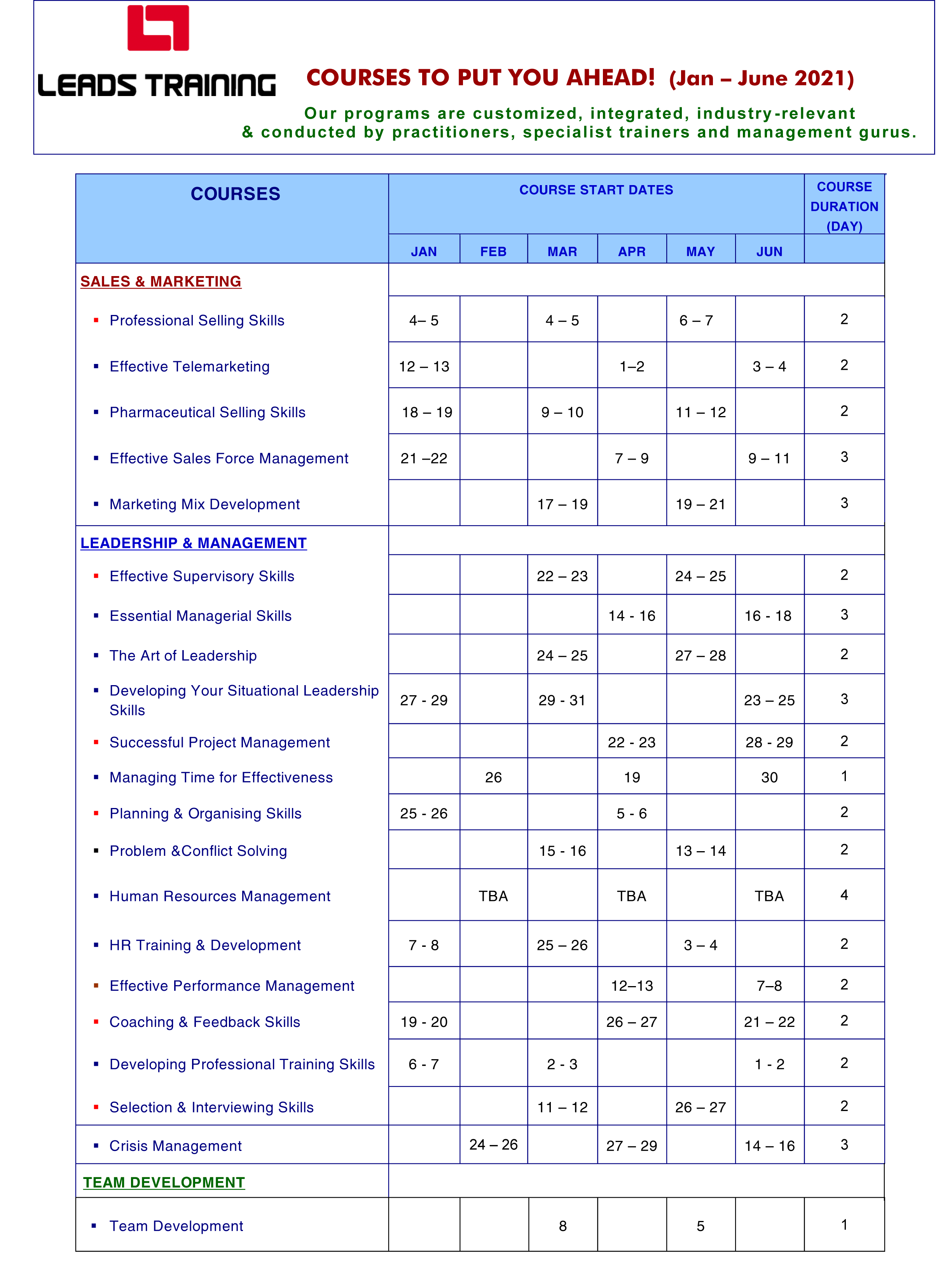 schedule